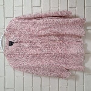 Avenue Pink Snakeskin Print Ruffled Button-Up Lined Blouse. Sz 22/24 NWOT